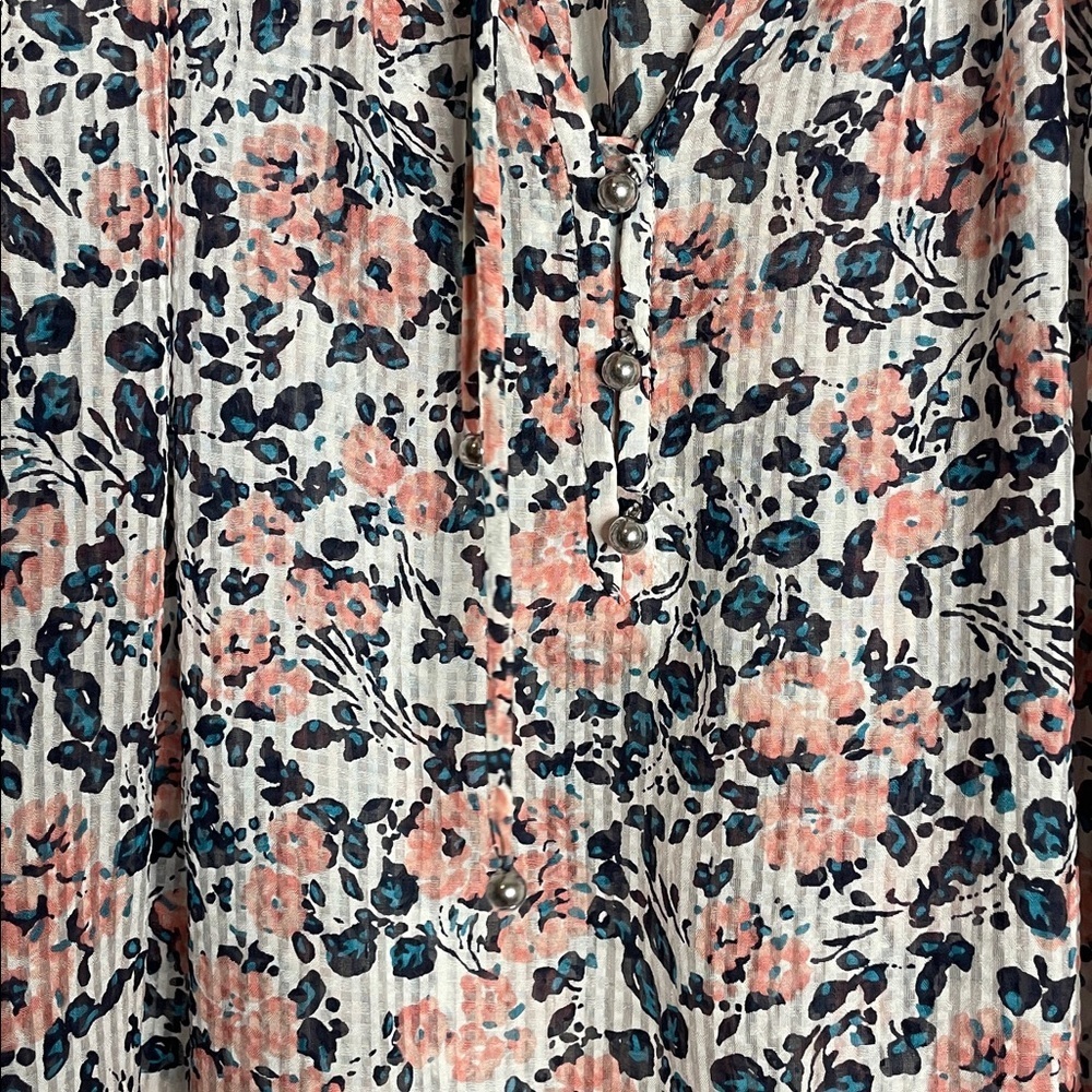Veronica Beard |  Antonette Long-Sleeve Floral Silk Top Size 6 - Picture 4 of 8
